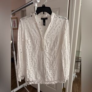 INC white eyelet beaded tunic shirt. Sz. 6 EUC